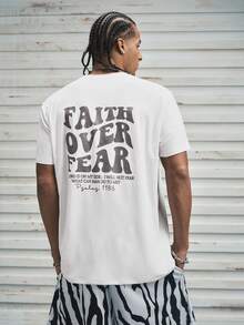 Modcrash 男士短袖标语印花休闲T恤，适合夏季通勤，复古美式风格，男女皆宜，宽松版型夏季服装——适合日常穿着和夏季度假穿着。 - 白色 - 查看 2