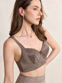 Hourtrue Peach Girl Mocha Brown Sexy Lace Bra, Women's Supportive Lift Comfortable Brafor Summerfor Summer - Mocha Brown - View 7