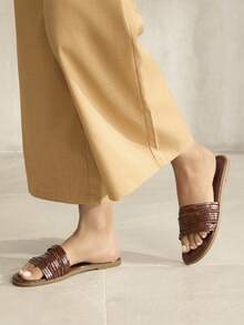 MOTF WOMEN'S SIMPLE FLAT TOE ELEGANT CASUAL COMFORTABLE SLIP-ON FLATS, SUITABLE FOR WORKPLACE, COMMUTE, DATES, FORMAL EVENTS SPRING SHOES SUMMER SHOES - Dark brown - View 6