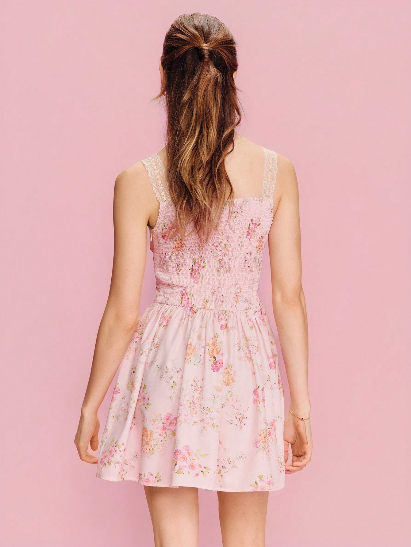 Romantic White Mini Dress With Vintage Floral Print, A-Line Shape Summer Spring Vacation Holiday Dress French Style Dress