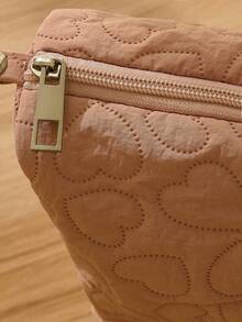 1/2/3 Buah Tas Kosmetik Kain Oxford Baru, Kapasitas Besar, Tas Penyimpanan dan Perlengkapan Mandi Portabel dan Praktis untuk Perjalanan, Tas Tangan dengan Motif Hati untuk Penyimpanan Kosmetik - Dusty Pink - View 9