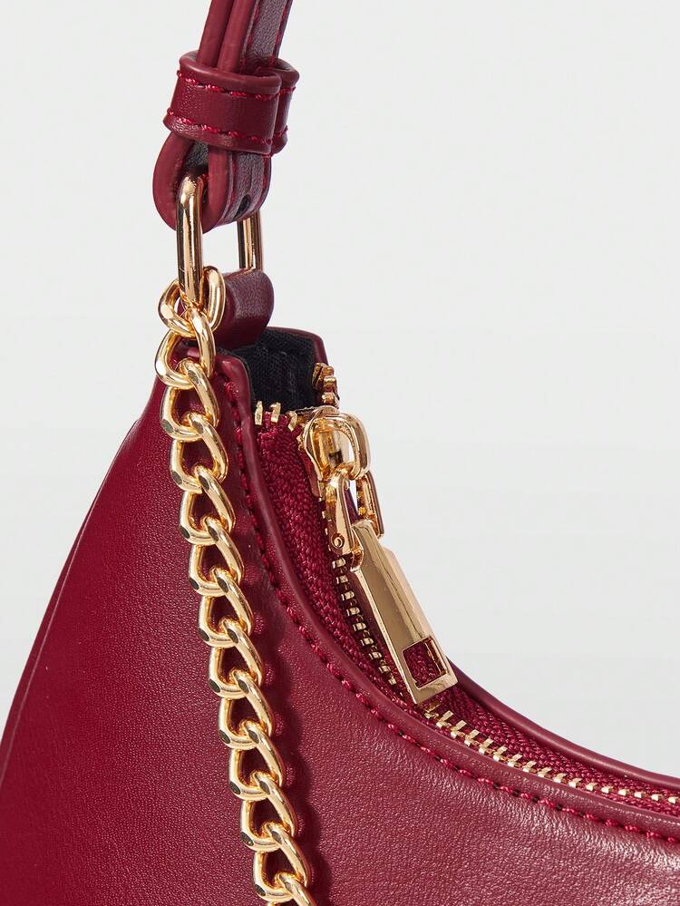 WOMEN SHOULDER BAG RETRO BROWN HANDBAG, EXQUISITE CHAIN DECORATION