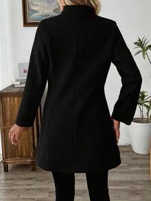 EMERY ROSE 女士休闲度假立领修身羊毛夹克 - 黑色 - 查看 2