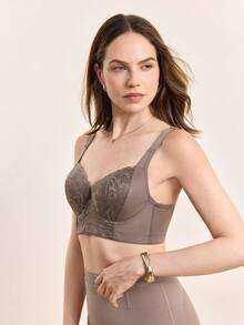 Hourtrue Peach Girl Mocha Brown Sexy Lace Bra, Women's Supportive Lift Comfortable Brafor Summerfor Summer - Mocha Brown - View 8
