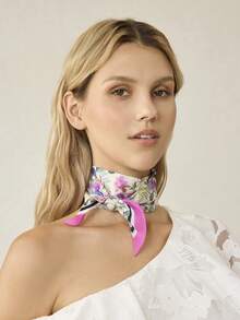 MOTF PREMIUM Polyester Floral Printing Multi-Functional Silk Scarf, Floral Small Streamer, Scarf, Belt, Bag Decoration - Multicolor - View 6