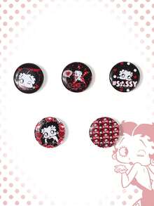 Betty Boop | ROMWE Bộ 5 huy hiệu nhỏ Joint - Nhiều màu - Xem 1