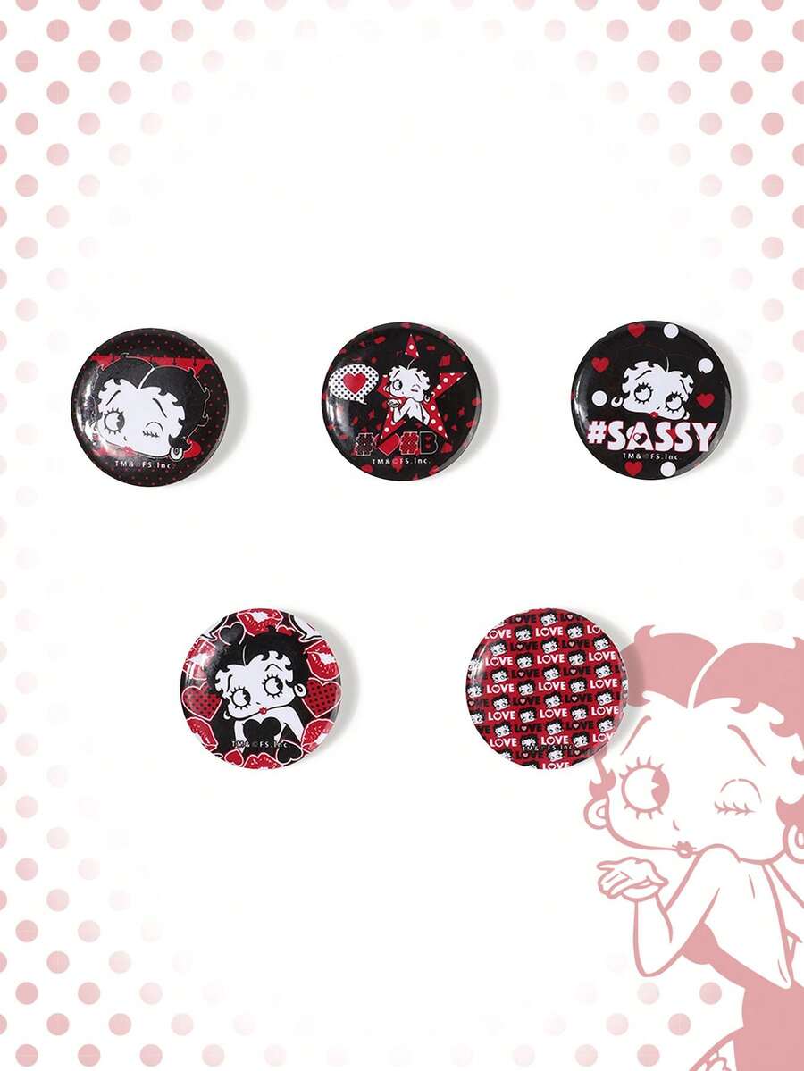 Betty Boop | ROMWE Bộ 5 huy hiệu nhỏ Joint - Nhiều màu - Xem 1