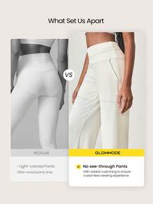 GLOWMODE 莫代尔柔软舒适防蹲阔腿裤带侧袋日常休闲 - 白色 - 查看 3