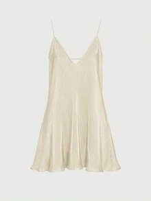 Roelina Váy ngắn hở lưng màu trơn thường ngày - Pearl White - Xem 5