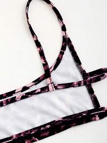 SHEIN DivaQ Camiseta corta de mujer con estampado de leopardo - Multicolor - Ver 4