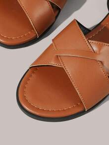 Styleloop Ladies Buckle, Decoration, Flat Sandals, Roman Sandals, Holiday Atmosphere, Summer Wear, Travel Essentials - Brown - View 4