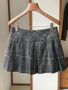 Comfortcana 女士千鸟格褶裥A字休闲裙 - 彩色 - 查看 2