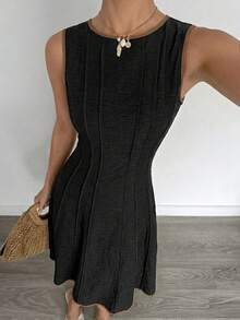 Siren Gaze 夏季新款褶皱无袖A字连衣裙 - 黑色 - 查看 6