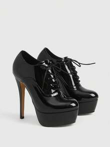 CUCCOO LuxiPop 女士防水厚底高跟凉鞋，细高跟绑带性感夜店风鞋款，适合春夏、度假、旅行，2000年代时尚 - 漆黑色 - 查看 3