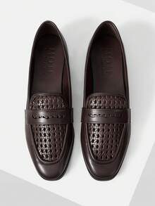 MOTF WOMEN'S SIMPLE HOLLOW FLAT SHOES - Coffee Brown - View 1