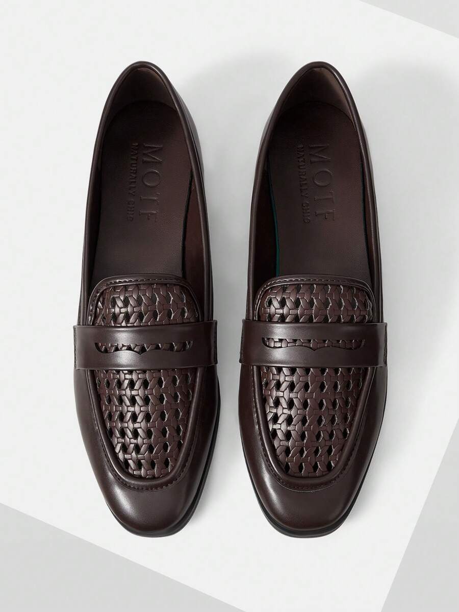 MOTF WOMEN'S SIMPLE HOLLOW FLAT SHOES - Coffee Brown - View 1