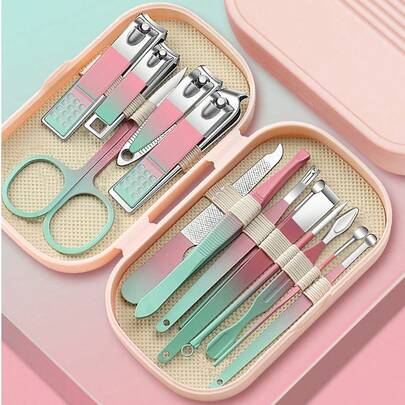8/14 Piece Nail Care Set - A Nail And Foot Trimming Set With Nail Clippers, Scissors, And Ear Spoons, Including A Portable Travel Case, Men's And Women's Beauty Tools, A Must-Have For Both Family And Travel