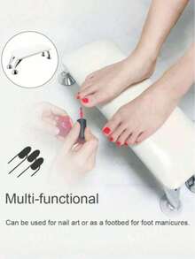 Reposabrazos de uñas ajustable en forma de U, de piel sintética blanca, soporte ergonómico para manos de técnico de uñas para salón profesional de manicura y pedicura, reposabrazos portátil para arte de uñas con gel, acrílicos y extensiones de uñas, base antideslizante, fácil de limpiar, altura y ángulo ajustables, regalo perfecto - Multicolor - Ver 4