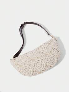 SHECARRY 女士腰包、斜挎包、碎花包、波西米亚风、夏季沙滩包、旅行必备、邮轮必备、女士度假装、钩针编织套装（图案随机） - 杏色 - 查看 7