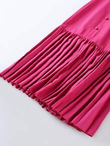 Franclia Đầm nữ thanh lịch dài ngang gối, cổ tròn, có cúc cài ở gấu đầm. - Màu Hồng Tươi - Xem 5