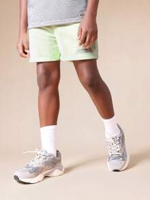 Conjunto de polo y pantalón corto para niños SUMWON con cuello y cintura en contraste, conjunto informal de verano para vacaciones - Verde - Ver 4