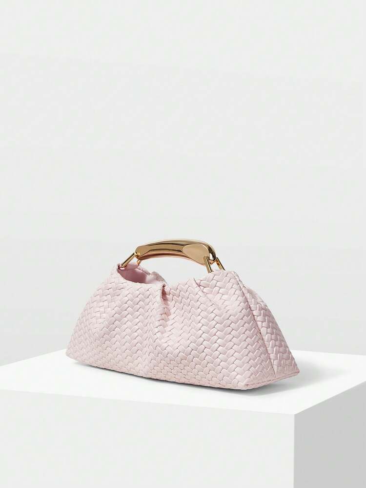LADIES PU WOVEN EMBOSSED, FINE HARDWARE, HANDBAG