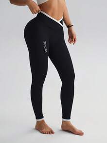 Seamluxe SHEIN Sport Quần legging thể thao yoga không đường may/Thiết kế đáy quần/Cạp cao ôm bụng/Họa tiết sọc dọc/Thời trang gợi cảm/Đa năng/Thoải mái/Tập luyện thể dục/Chạy bộ ngoài trời - màu đen - Xem 7