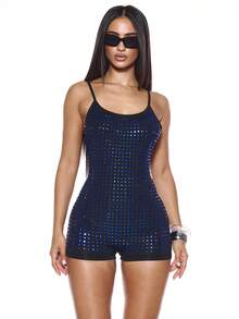 MUSERA Sequin Strappy Backless Unitard Sexy Summer Spring Rave Festival Holiday Vacation Party Going Out Tripp - Black - View 5
