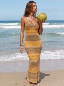 Swim Vcay 优雅女士长款修身针织连衣裙，无袖秋冬 - 彩色 - 查看 5