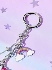 My Little Pony X SHEIN 时尚甜美锌合金包包挂件、钥匙扣、吊坠、纪念品、收藏品，可用于送礼，也可用于钱包、书包、背包、汽车配件等，心形吊坠 - 彩色 - 查看 5