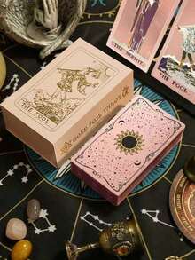 1PC Gold Foil Tarot Cards, Tarot Cards, English Instruction Manual, Color-Printed Tarot Cards, Waterproof PVC Plastic Tarot Cards, Oracle Cards, Party Board Game Cards, Game Entertainment Fortune-Telling Cards, Collectible Gifts - Multicolor - View 8