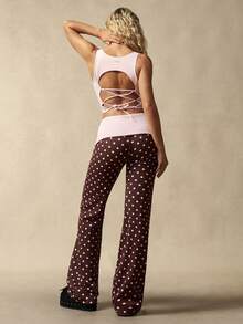 VARSITIE Women's Contrast Color Polka Dot Print Sports Pants - Multicolor - View 10