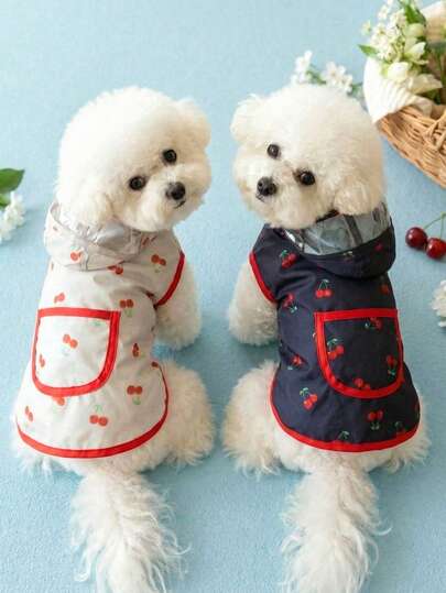 PETSIN Waterproof Raincoat For Dogs And Cats, Including Bichon Frise, Teddy, Pomeranian, And Poodle Pets With Waterproof Pockets.