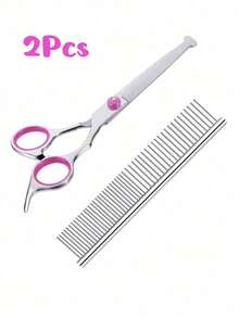 5-In-1 Dog Grooming Scissors Set, 4CR Stainless Steel Professional Pet Grooming Scissors, Suitable For Dogs & Cats, Sharp And Durable - Pink - View 17