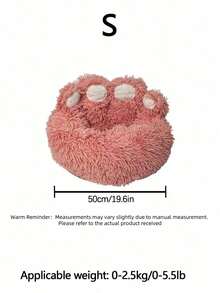 1PC Plush Paw-Shaped Pet Bed, Warm & Breathable With Extra Lining, Suitable For Small/Medium/Large Cats & Dogs, All Seasons. (Note: The Product May Need To Be Fluffed Or Hand-Kneaded Upon Receipt To Restore Its Original Shape) - Pink - View 4