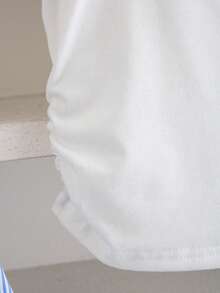 2件套女童（小号）条纹拼接背心上衣、字母印花白色吊带背心和条纹迷你裙 - 彩色 - 查看 5