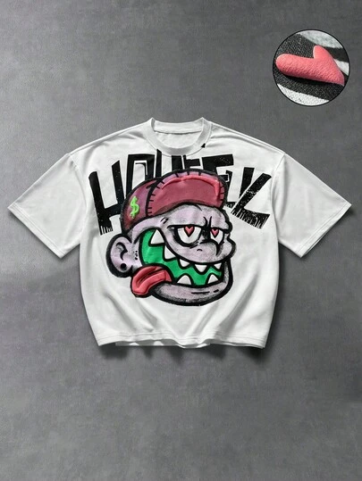  PAVTROS Men's Boxy Oversized Drop Shoulder T-Shirt, White, Oversized Loose Fit, Breathable Soft, Streetwear Y2K, Hip Hop, Street Style, Summer Casual, Rapper Outfit, Daily Wear, Hangout With Friends