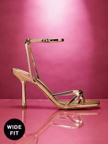 SHUZIA 女士宽楦优雅简约细高跟踝带凉鞋 - 金色 - 查看 5