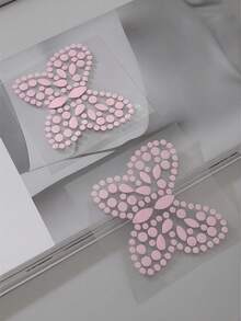 Rhinestone Butterfly Glamorous Full Sexy Shiny Nipple Cover Pasties & Chafing Sweat Pads For Women, For Rave - Pink - View 2