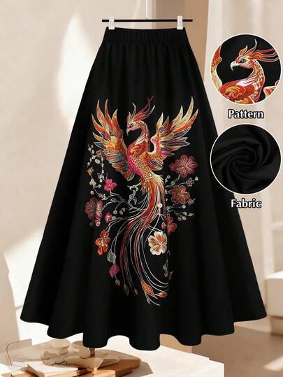 GlowEve CURVE Plus Size Casual Versatile A-Line Printed Skirt