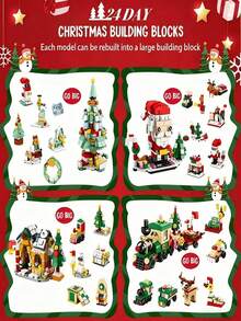 POKOJA LAND Calendario de Adviento de bloques de construcción navideños - Juego de cuenta regresiva de 24 días con minifiguras, regalo creativo de Nochebuena y actividad festiva, decoraciones navideñas - Multicolor - Ver 4