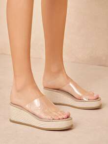 SHUZIA Giày đế xuồng espadrille đế dày, quai ngang, tối giản dành cho nữ. - Trong sáng - Xem 2
