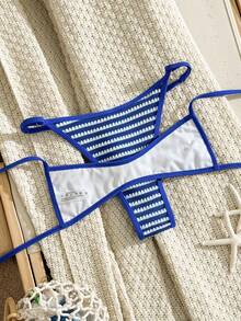 Swim Vcay 2026新款春夏两件套女士特殊面料泳衣和泳裤，休闲度假优雅沙滩泳装套装 - 藍色 - 查看 2