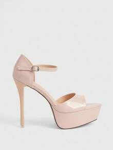 CUCCOO LuxiPop Women's Buckle Design Daily Versatile Fashion High Heels, Nightclub Party Style, Suitable For Spring And Summer, Vacation Wear, Travel Essentials, 2000's Style - Baby Pink - View 1