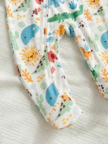 Newborn Baby Boy Cute Casual Knit Cartoon Pattern Long Sleeve Romper Pajamas - Multicolor - View 7