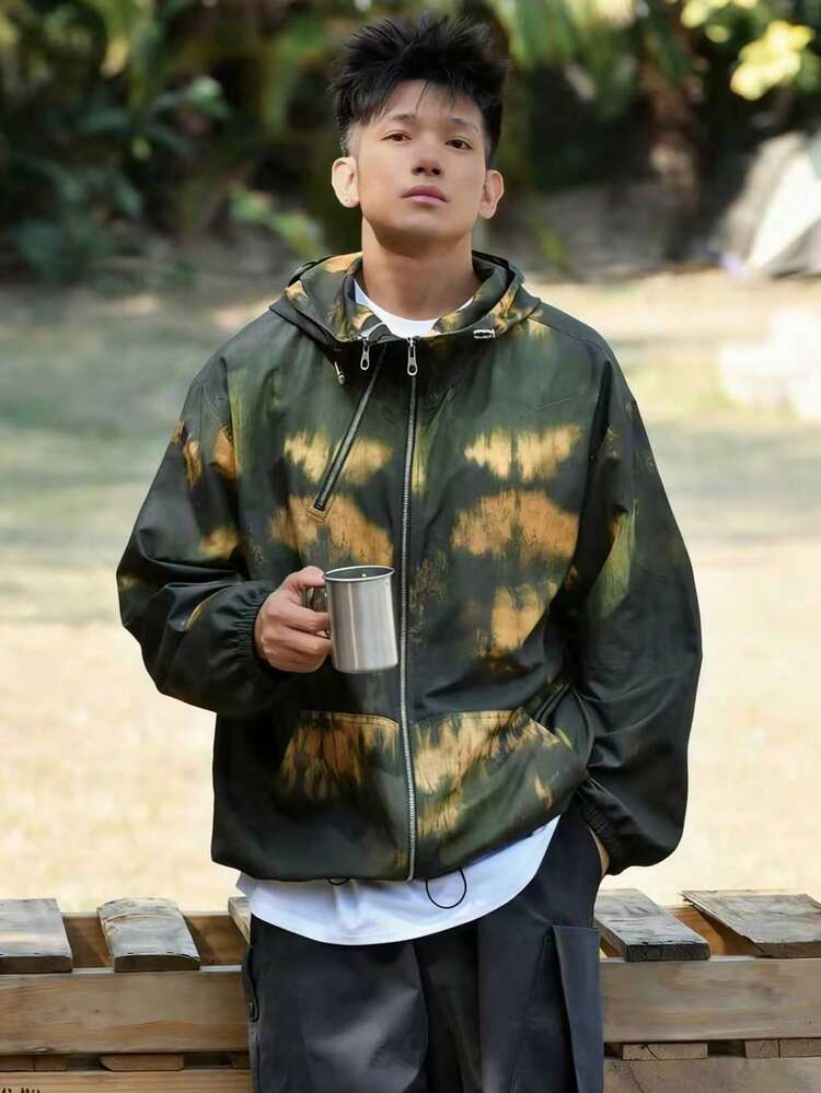 Multi-Color Hooded Design Men's Jacket, Suitable For Spring And Autumn