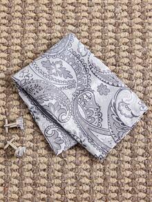 Officeau 男士提花背心、领带、袖扣、手帕四件套（不含衬衫） - 灰色 - 查看 8