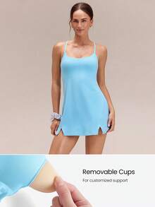 GLOWMODE FeatherFit™-Air Elevate A-Line Gaun Mini Slip dengan Kantong Pendek Tersembunyi, Nyaman untuk Aktivitas Harian Musim Panas, Cepat Kering, dan Menyerap Kelembapan - Biru Langit - View 5
