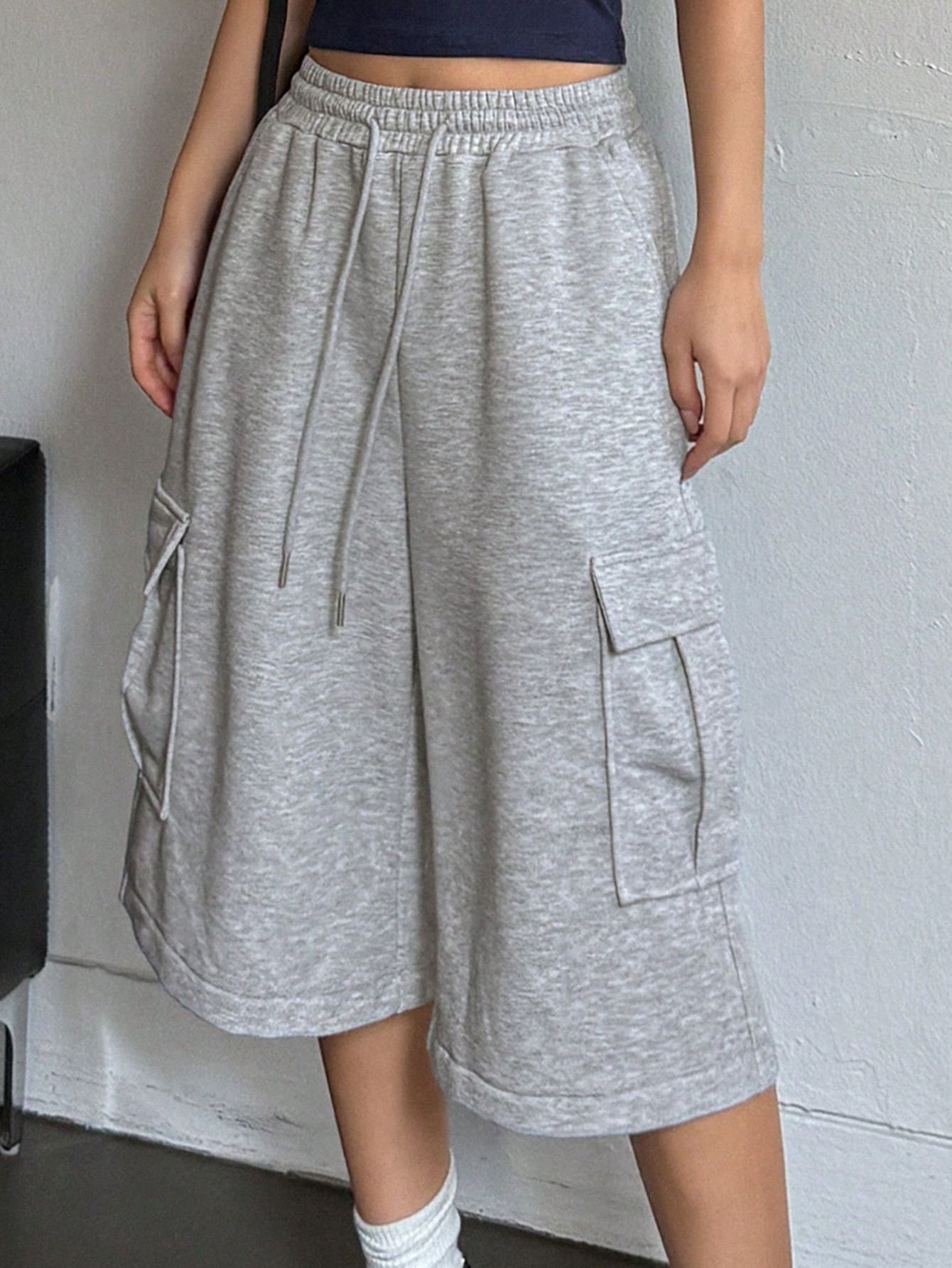 Women's Casual Solid Color Cargo Pants, Summer Petite