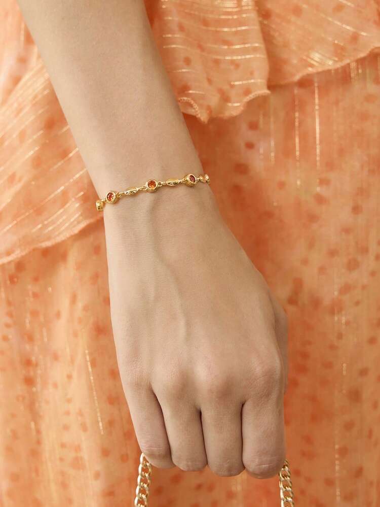 18K GOLD PLATED INLAID CHIC CHAIN BRACELET